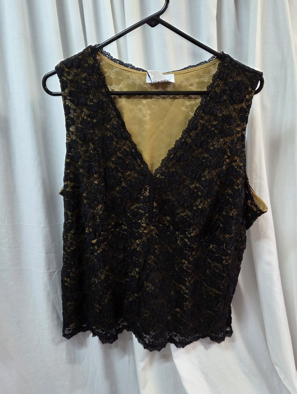 Kathleen Kirkwood Black Lace Camisole with Gold Underlayer